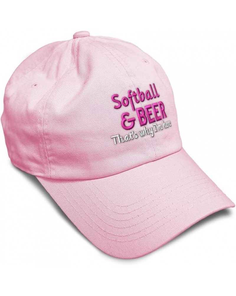 Soft Baseball Cap Softball & Beer That's Why I'm Here Cotton Dad Hats for Men & Women Soft Pink $12.18 Baseball Caps