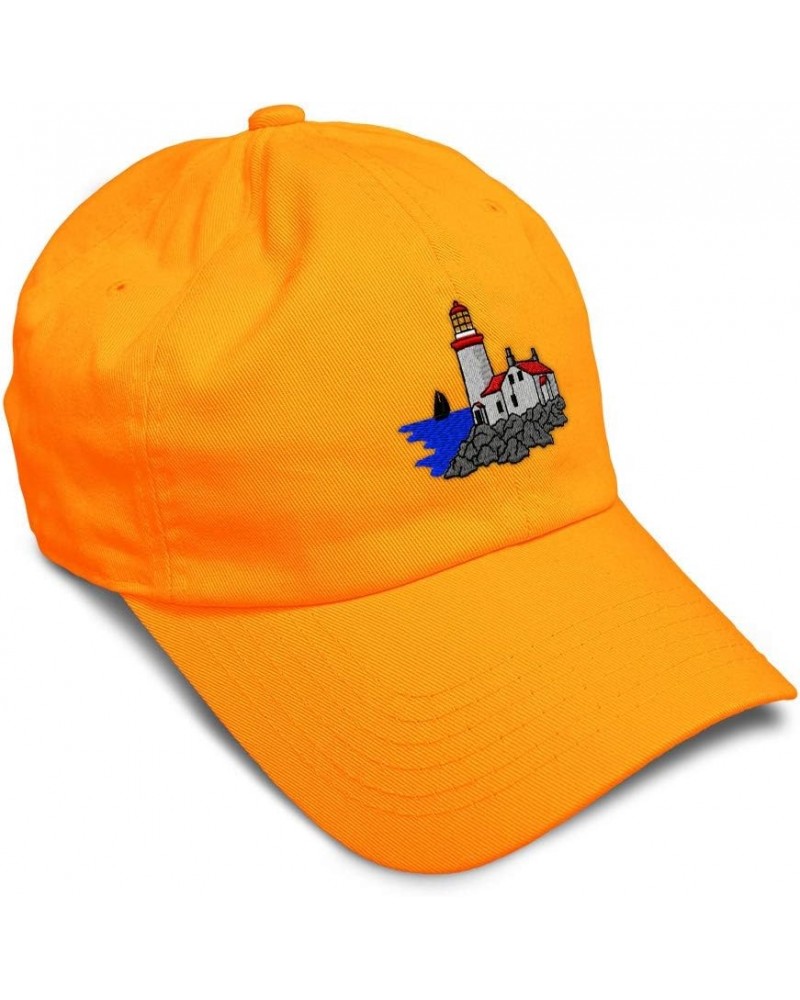 Soft Baseball Cap Nautical Lighthouse Sailboat Lighthouses Money Twill Cotton Month Dad Hats for Men & Women Orange Design On...