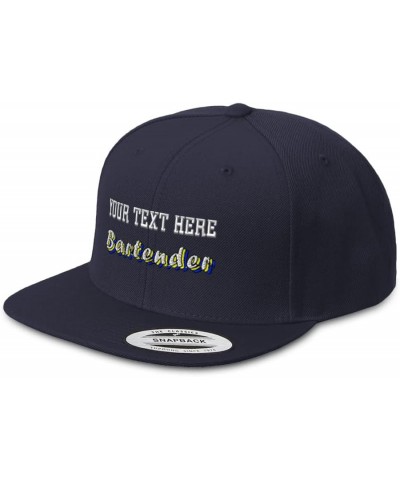 Snapback Hats for Men and Women Bartender Acrylic Flat Bill Baseball Navy Personalized Text Here $18.23 Baseball Caps