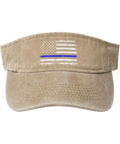 Thin Blue Line Flag Patriotic Sun Hat Sun Visor Hats for Women Men Baseball Cap Golf Hats Natural $9.47 Visors