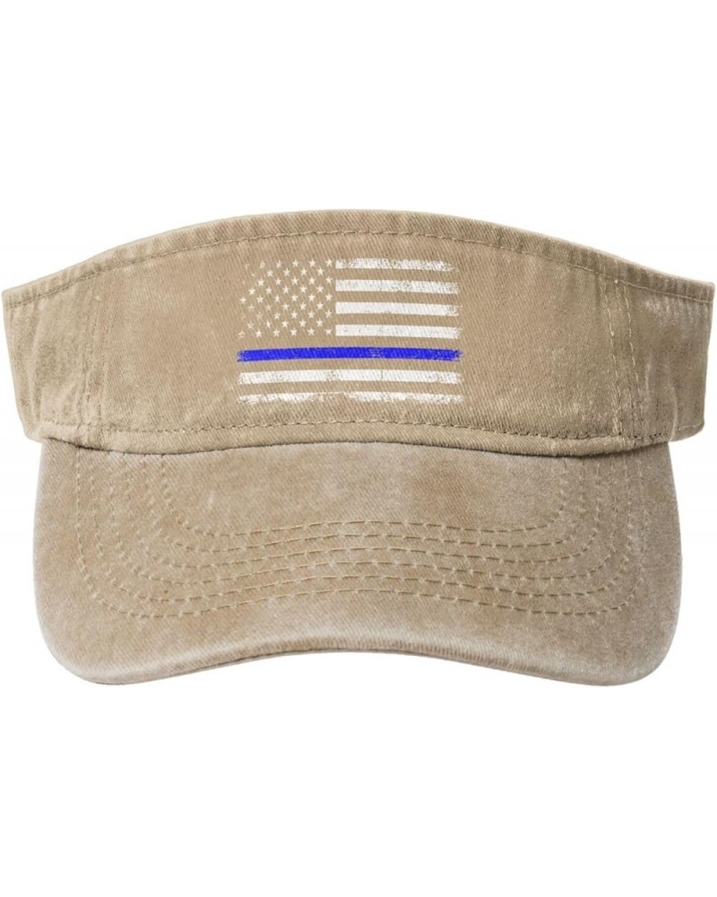 Thin Blue Line Flag Patriotic Sun Hat Sun Visor Hats for Women Men Baseball Cap Golf Hats Natural $9.47 Visors