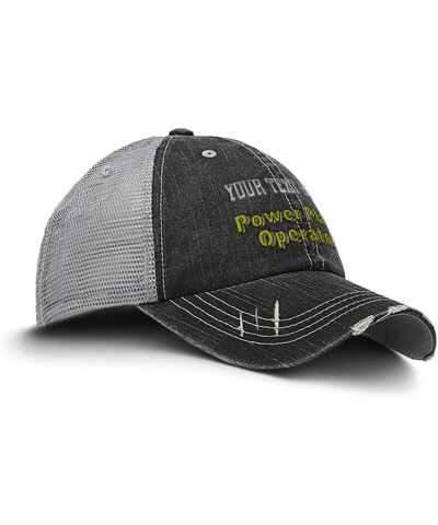 Distressed Trucker Hat Power Plant Operator Cotton Trucker Hats for Men & Women Black Gray Personalized Text Here $15.39 Base...