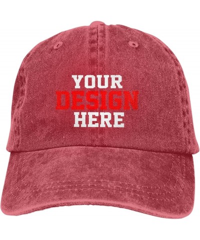 Custom Hat Add Your Text Photo Name Unisex Custom Cowboy Hat Classic Personalized Baseball Cap Sun Hat Red $9.33 Baseball Caps