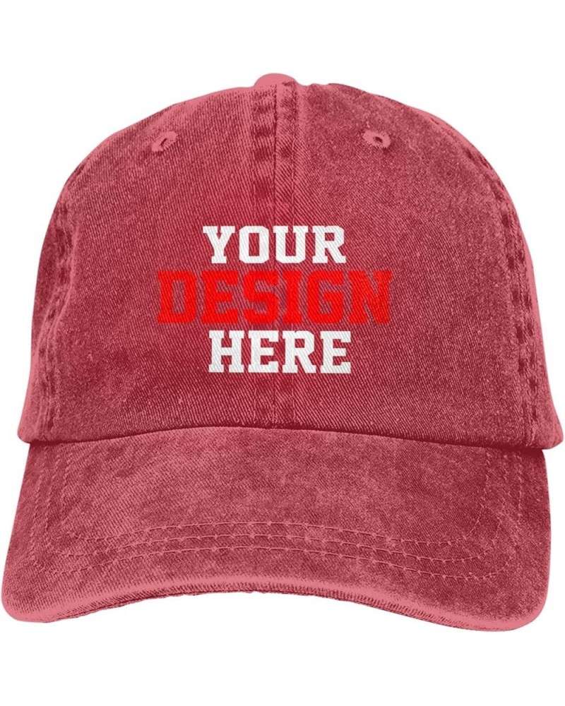 Custom Hat Add Your Text Photo Name Unisex Custom Cowboy Hat Classic Personalized Baseball Cap Sun Hat Red $9.33 Baseball Caps