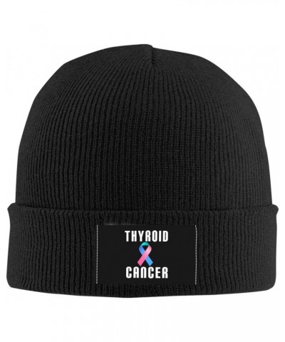 Thyroid Cancer Awareness Ribbon Beanie Hats Warm Chunky Cable Knit Hat Slouchy Skull Cap for Women Men Black $10.70 Skullies ...