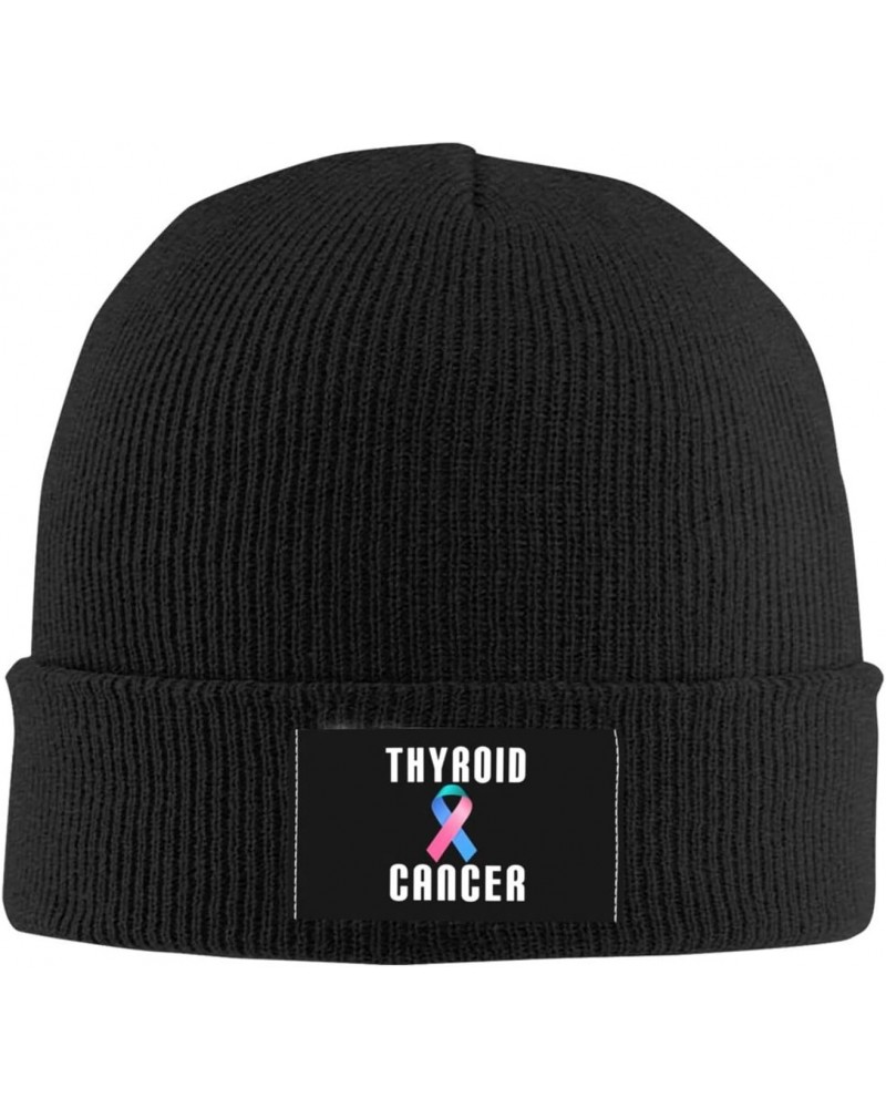 Thyroid Cancer Awareness Ribbon Beanie Hats Warm Chunky Cable Knit Hat Slouchy Skull Cap for Women Men Black $10.70 Skullies ...