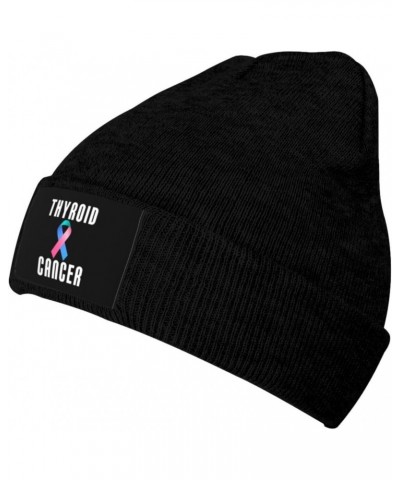 Thyroid Cancer Awareness Ribbon Beanie Hats Warm Chunky Cable Knit Hat Slouchy Skull Cap for Women Men Black $10.70 Skullies ...