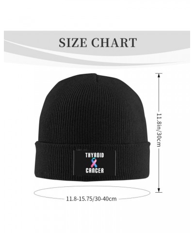 Thyroid Cancer Awareness Ribbon Beanie Hats Warm Chunky Cable Knit Hat Slouchy Skull Cap for Women Men Black $10.70 Skullies ...