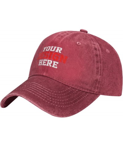 Custom Hat Add Your Text Photo Name Unisex Custom Cowboy Hat Classic Personalized Baseball Cap Sun Hat Red $9.33 Baseball Caps