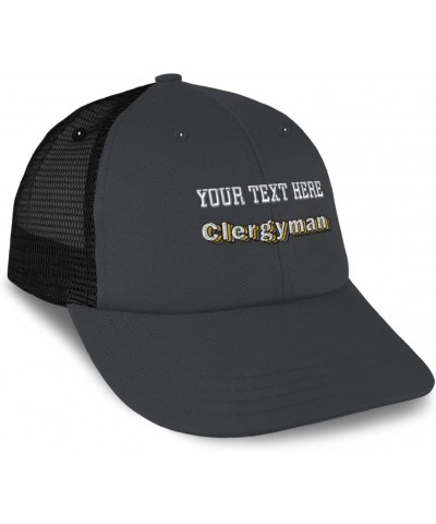 Custom Custom Trucker Hat Baseball Cap Clergyman Church Cotton Priest Dad Hats for Men & Women Dark Grey Black Personalized T...