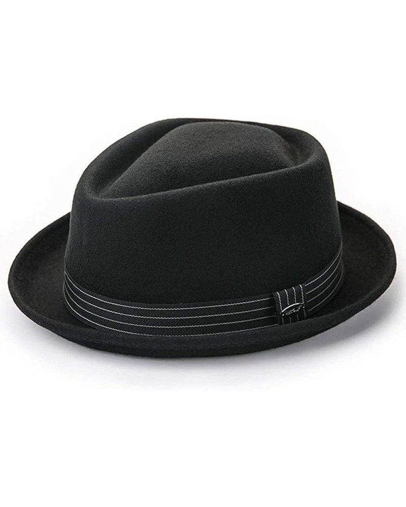 Men's Fedora High-end Gift Party Formal Flat Top Jazz Hat Felt Hat Black (56 to 58cm) $21.31 Fedoras