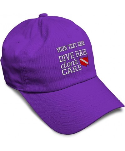 Soft Baseball Cap Dive Hair Don't Care Embroidery Humor Country Twill Cotton Dad Hats for Men & Women Purple Personalized Tex...