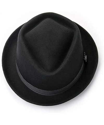 Men's Fedora High-end Gift Party Formal Flat Top Jazz Hat Felt Hat Black (56 to 58cm) $21.31 Fedoras