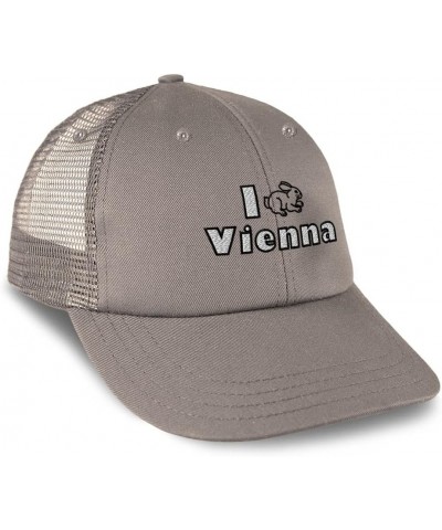 Custom Trucker Hat Baseball Cap I Rabbit Vienna Bunny Cotton Animal Dad Hats for Men & Women Grey Design Only $13.64 Baseball...