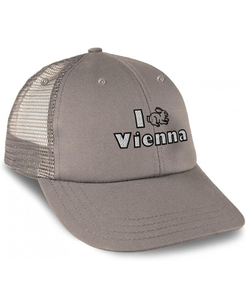 Custom Trucker Hat Baseball Cap I Rabbit Vienna Bunny Cotton Animal Dad Hats for Men & Women Grey Design Only $13.64 Baseball...