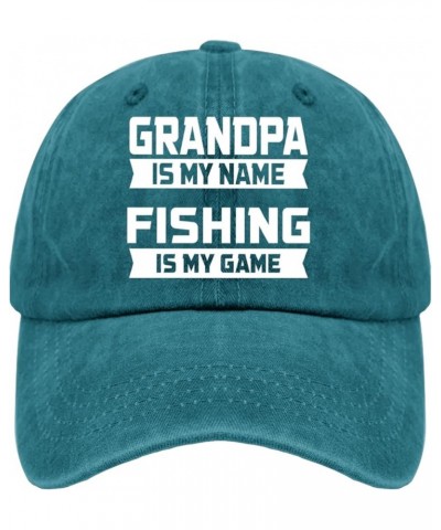 Grandpa is My Name Fishing is My Games Sun hat Women's Hats & caps Pigment Black hat for Women Gifts for Her Cyan Blue $9.87 ...