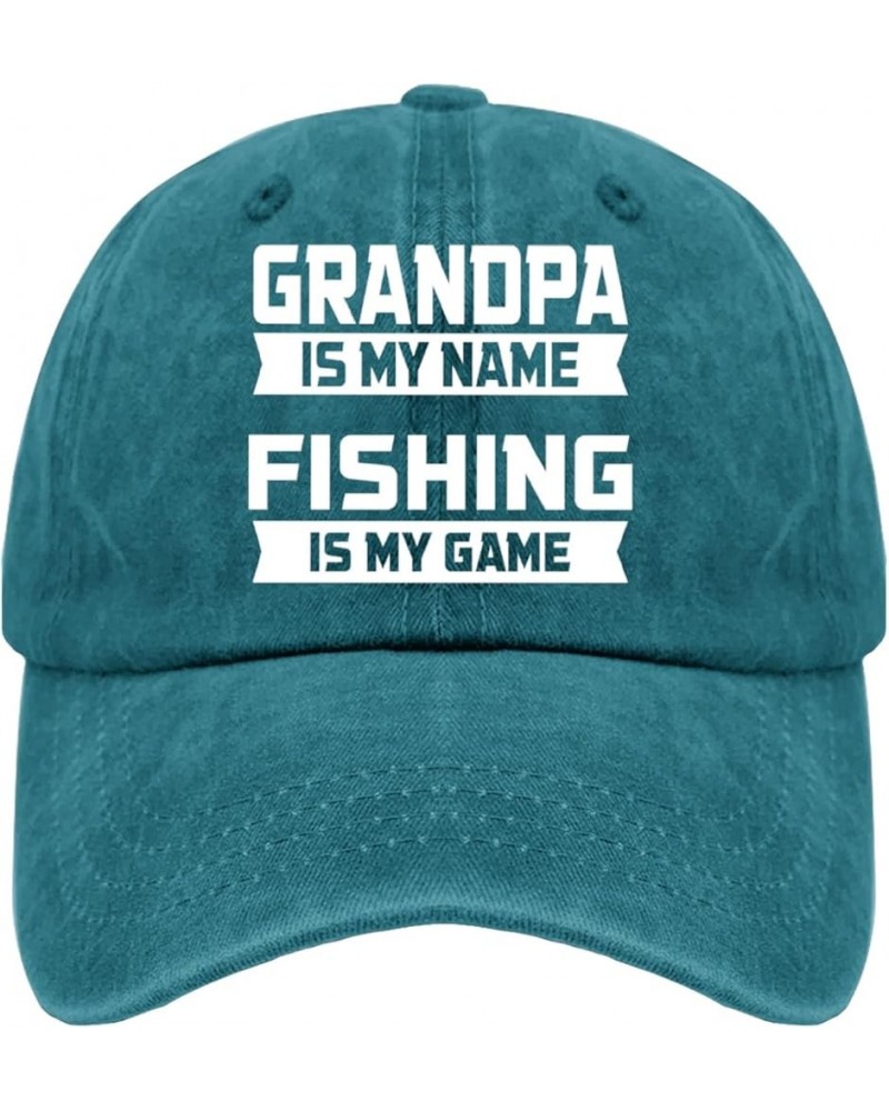 Grandpa is My Name Fishing is My Games Sun hat Women's Hats & caps Pigment Black hat for Women Gifts for Her Cyan Blue $9.87 ...