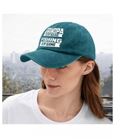 Grandpa is My Name Fishing is My Games Sun hat Women's Hats & caps Pigment Black hat for Women Gifts for Her Cyan Blue $9.87 ...