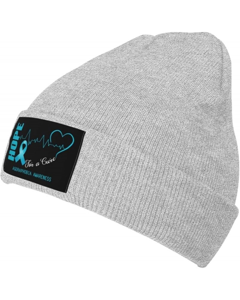 Hope for A Cure Agoraphobia Awareness Beanie Hat for Men Women Soft Cozy Skull Cap Winter Warm Knit Hats Gray $10.69 Skullies...