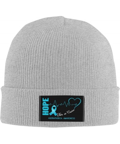 Hope for A Cure Agoraphobia Awareness Beanie Hat for Men Women Soft Cozy Skull Cap Winter Warm Knit Hats Gray $10.69 Skullies...