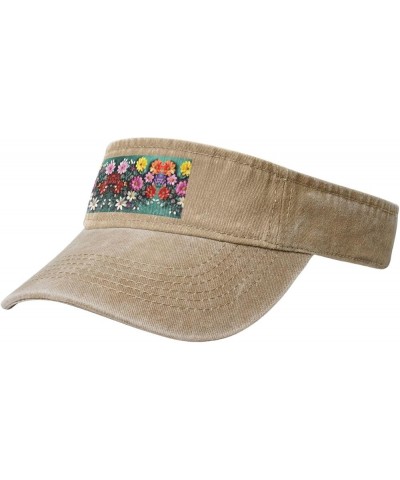 Flower Art Adult Sunscreen Visor Hats Womens Men Wide Brim Beach Sun Visor Hat Open Top Design Natural $12.61 Visors