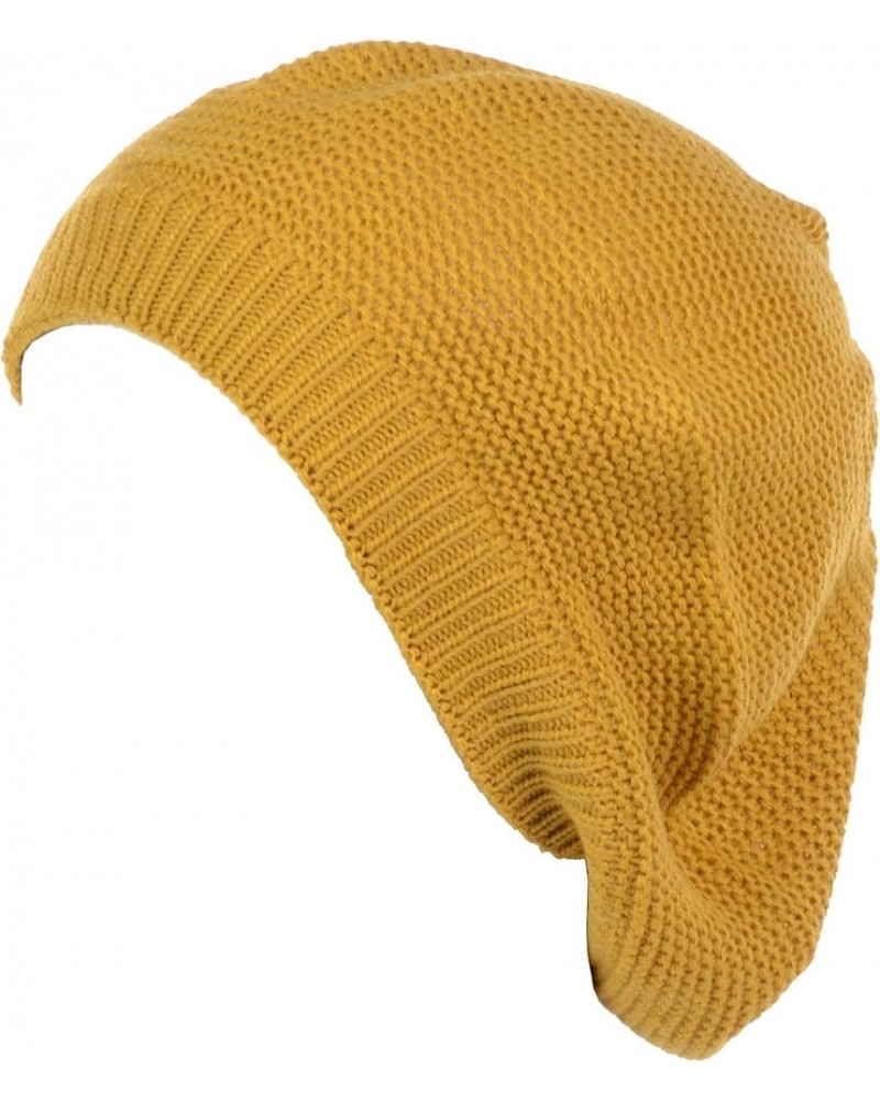 BYOS Women's Chic Lightweight Soft Solid Waffle Knit Beret Beanie Hat Cap Mustard Yellow $13.67 Berets