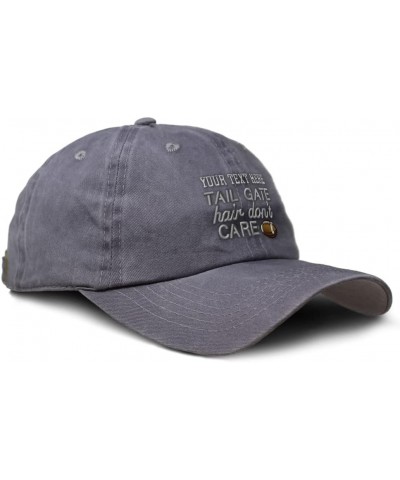 Custom Soft Washed Baseball Cap Tail Gate Hair Don't Care Football Cotton Grey Personalized Text Here $13.64 Baseball Caps