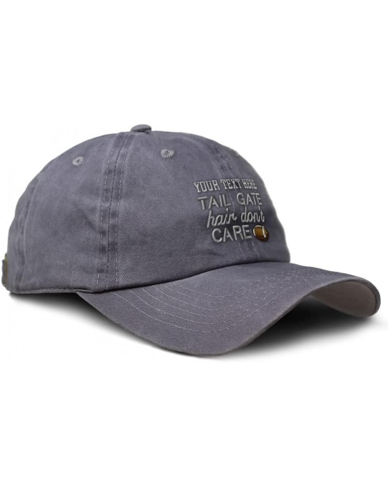 Custom Soft Washed Baseball Cap Tail Gate Hair Don't Care Football Cotton Grey Personalized Text Here $13.64 Baseball Caps