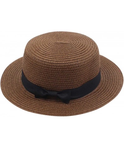 Straw Hat Solid Beach Sun Visor Ladies Hat Women's Top Sun Summer Baseball Caps Mens Casual Baseball Hat Coffee $8.40 Sun Hats