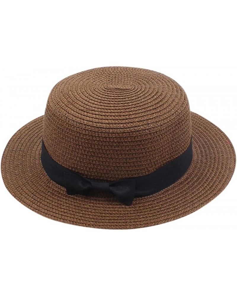 Straw Hat Solid Beach Sun Visor Ladies Hat Women's Top Sun Summer Baseball Caps Mens Casual Baseball Hat Coffee $8.40 Sun Hats