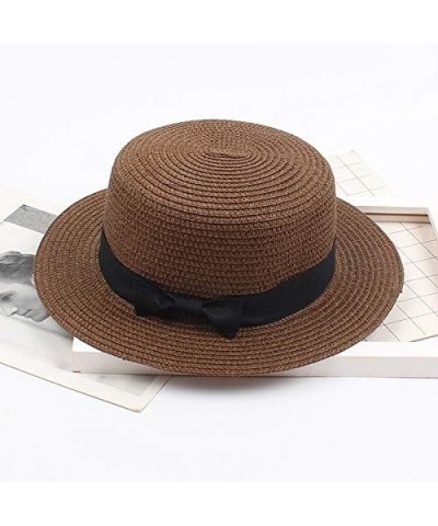 Straw Hat Solid Beach Sun Visor Ladies Hat Women's Top Sun Summer Baseball Caps Mens Casual Baseball Hat Coffee $8.40 Sun Hats