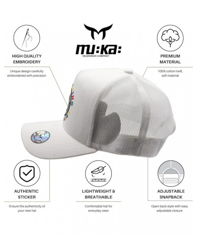 Muka Smile Face Embroidery Trucker Hat Streetwear Vintage 5-Panel Trucker Hat Mesh Back Cap Snapback Graphic Hat Smiley (Whit...