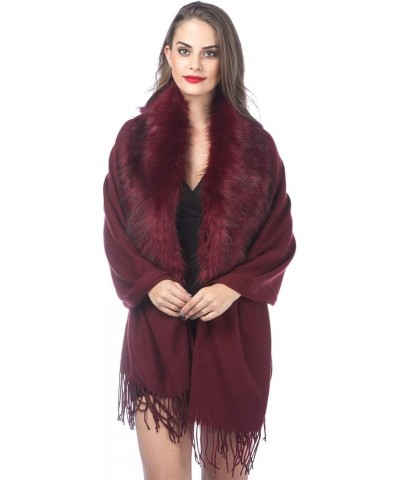 Cold Weather Luxurious Faux Fur Collar Joint Large Wrap Scarf for Ladies Wrap1-burgundy $15.48 Scarves