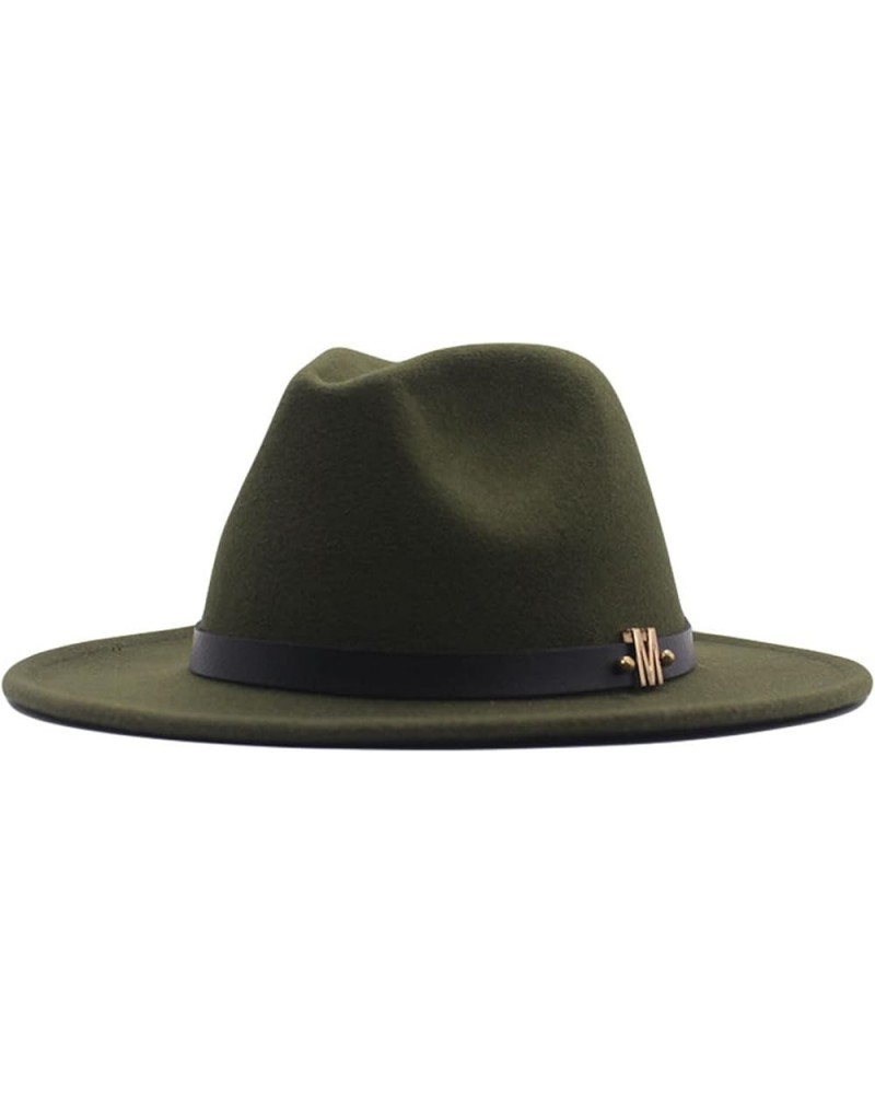 Panama Belt Womens Wide Classic Buckle Wool Hat Fedora Floppy Hat Baseball Caps Trucker Hats for Men Plain Army Green 2 $11.9...