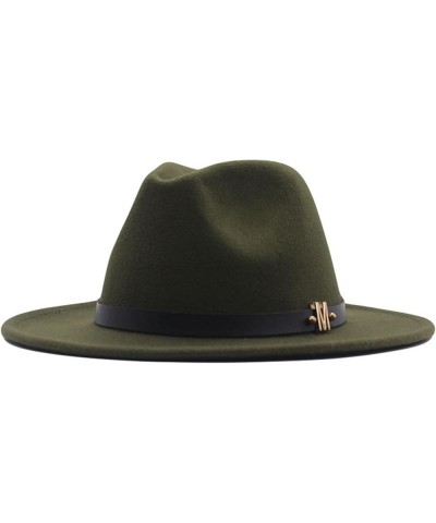 Panama Belt Womens Wide Classic Buckle Wool Hat Fedora Floppy Hat Baseball Caps Trucker Hats for Men Plain Army Green 2 $11.9...