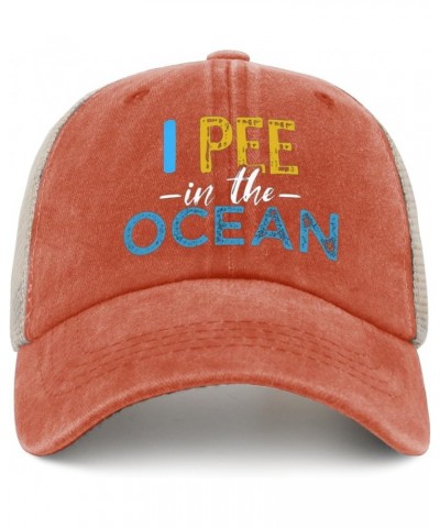 I Pee in The Ocean hat for Mens with Design Cap for Womens Cycling Cap with Design for Drivers Saffron $10.10 Baseball Caps