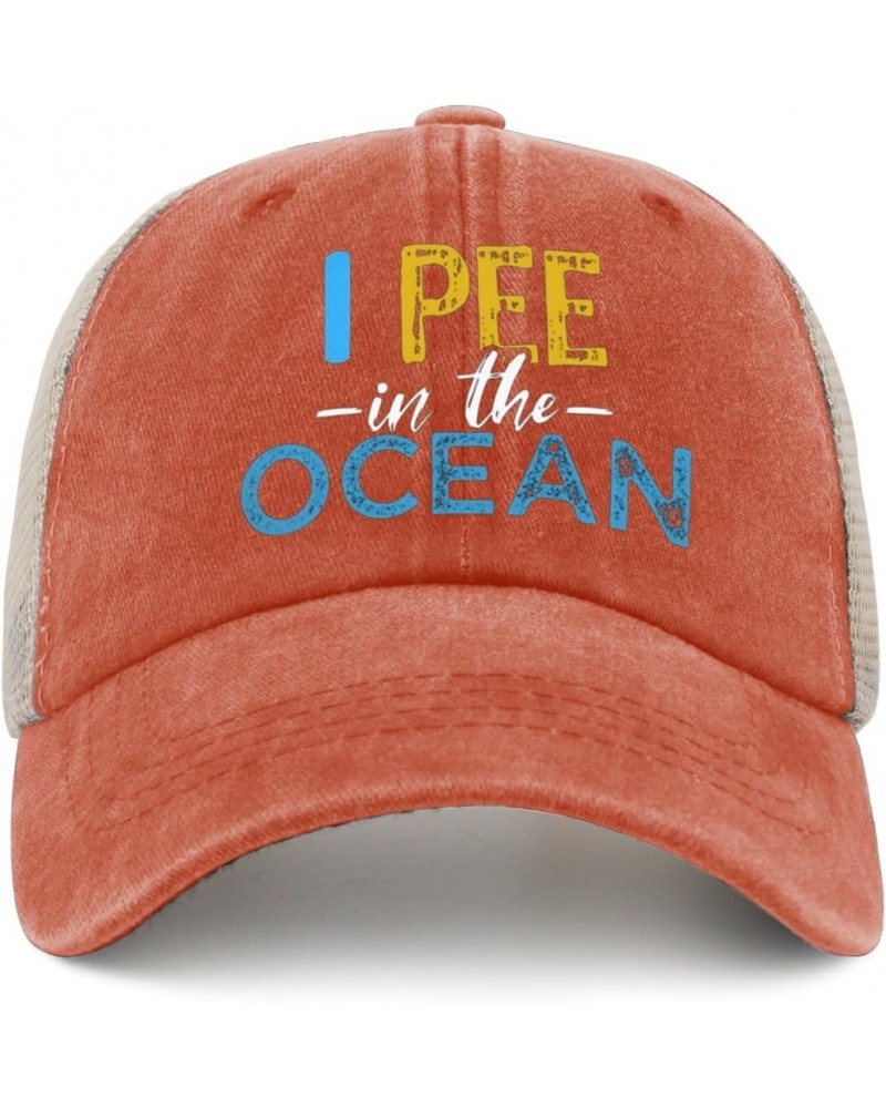 I Pee in The Ocean hat for Mens with Design Cap for Womens Cycling Cap with Design for Drivers Saffron $10.10 Baseball Caps