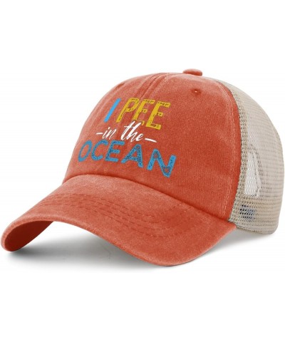 I Pee in The Ocean hat for Mens with Design Cap for Womens Cycling Cap with Design for Drivers Saffron $10.10 Baseball Caps