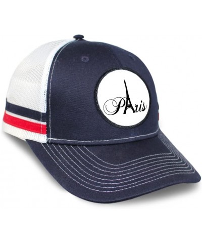 Patch Hat Trucker Baseball Cap Paris Miscelaeous Image Dad Hat for Men & Women Navy White Stripes Circle Patch $14.81 Basebal...