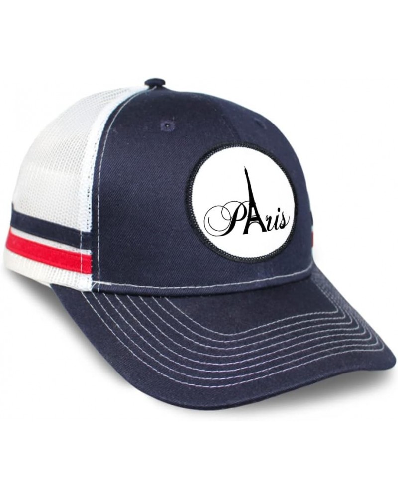 Patch Hat Trucker Baseball Cap Paris Miscelaeous Image Dad Hat for Men & Women Navy White Stripes Circle Patch $14.81 Basebal...