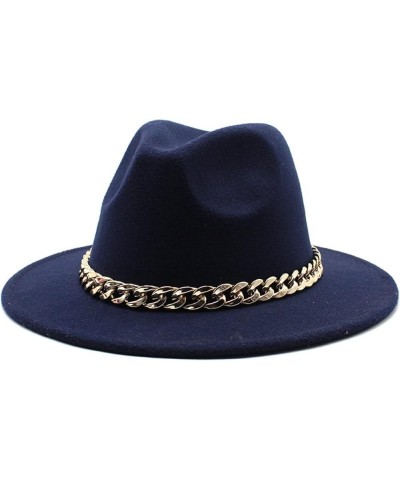 Faux Wool Brim Fedoras Felt Hat with Large Chain Jazz Men Ladies Prom Classic Banquet Fashion Hats Beige 1 $14.88 Fedoras