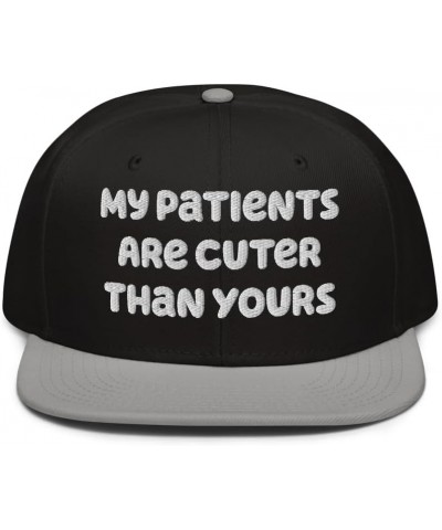 Vet Tech Snapback Hat, My Patients are Cuter Than Yours- Embroidery Gray / Black / Black $21.11 Baseball Caps