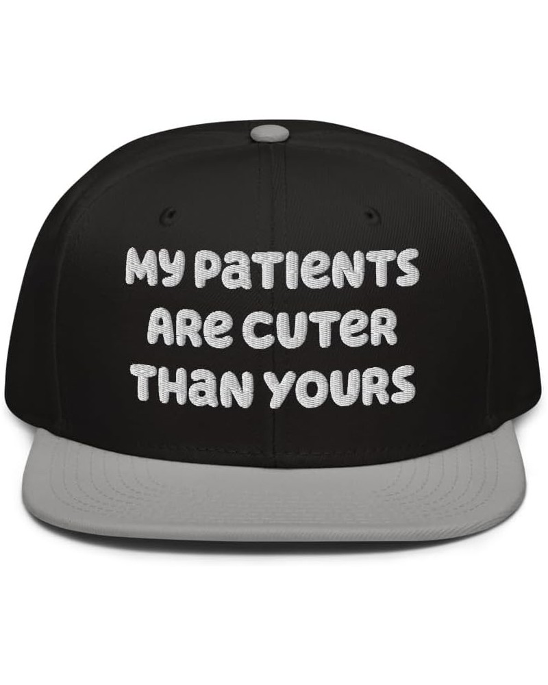 Vet Tech Snapback Hat, My Patients are Cuter Than Yours- Embroidery Gray / Black / Black $21.11 Baseball Caps