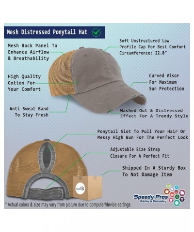 Custom Womens Ponytail Cap Detective Records Cotton Suspects Distressed Trucker Hat Grey Tan Design Only $17.99 Baseball Caps