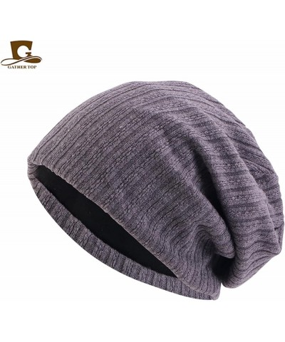 Womens Winter Double Layer Colorblocking Warm Mens and Womens Hats Fashion Couples Pullover Caps Curling Cold Dark Gray 3 $10...