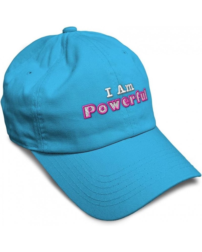 Soft Baseball Cap I Am Powerful Cotton Dad Hats for Men & Women Aqua $13.16 Baseball Caps