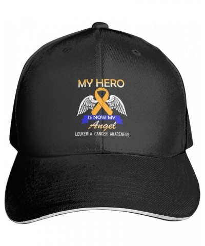 Childhood Cancer Awareness Hat for Men Women Adjustable Dad Trucker Hats Black My Hero is Now My Angel Leukemia Cancer Awaren...