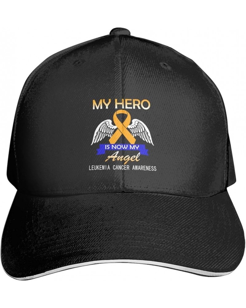 Childhood Cancer Awareness Hat for Men Women Adjustable Dad Trucker Hats Black My Hero is Now My Angel Leukemia Cancer Awaren...