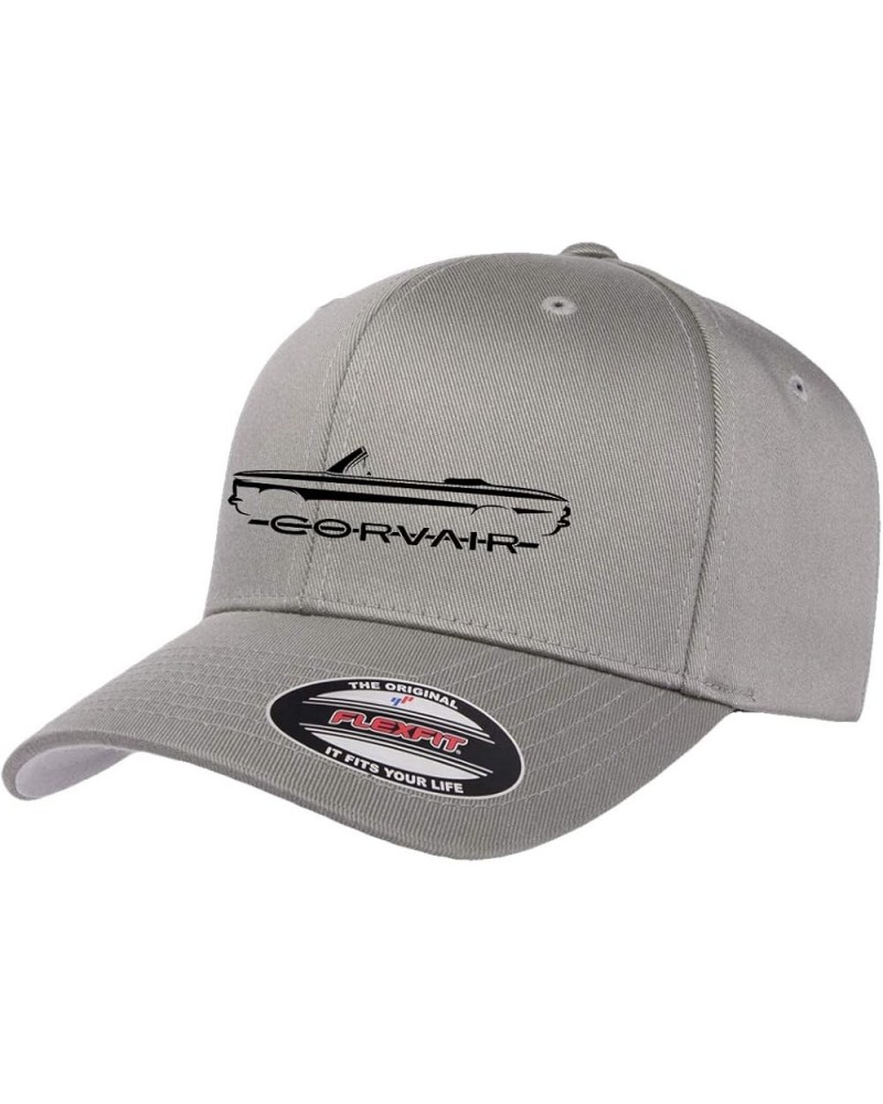 1960-64 Corvair Convertible Outline Design Flexfit 6277 Athletic Baseball Fitted Hat Cap Grey $14.25 Baseball Caps