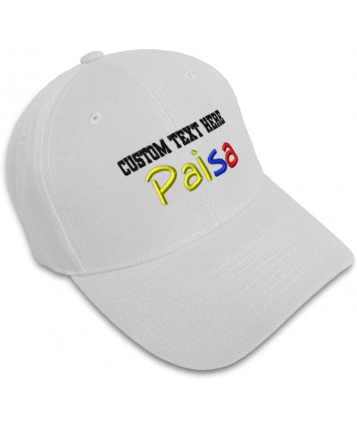 Baseball Cap Paisa Colombian Embroidery Foreign Languages Hats for Men & Women White Personalized Text Here $14.30 Baseball Caps